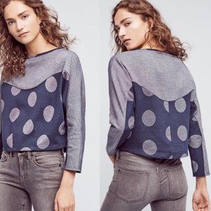NWT Anthropologie Crop Polka Dot Top Sweatshirt Postmark XS